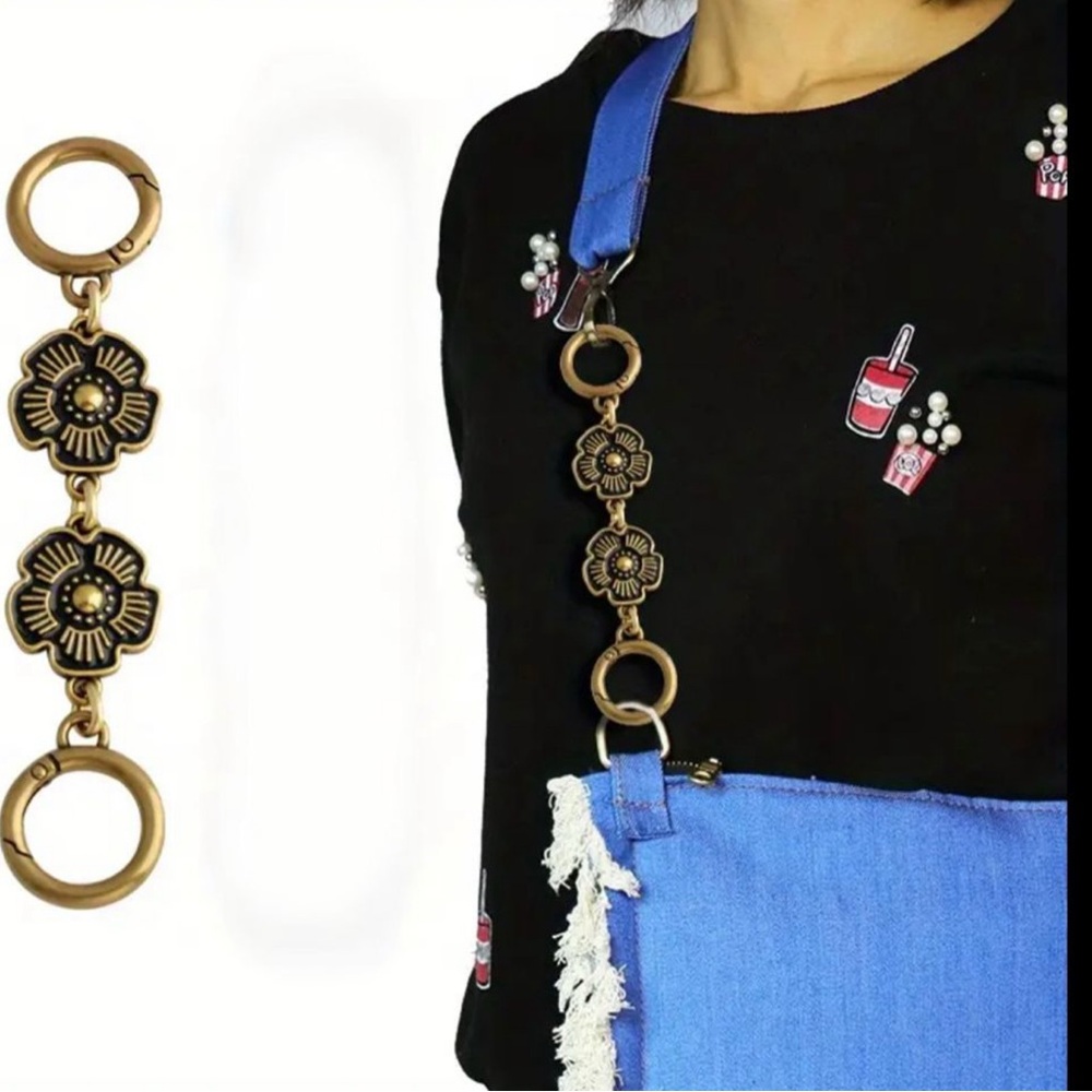 Floral Bronze Bag Strap Accessory, NEW
